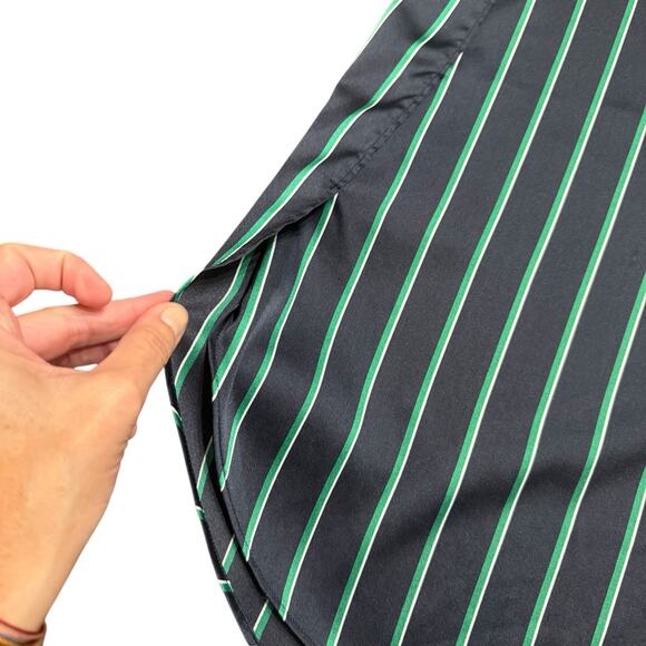 Banana Republic navy green vertical stripe satin tank L - Picture 2 of 6